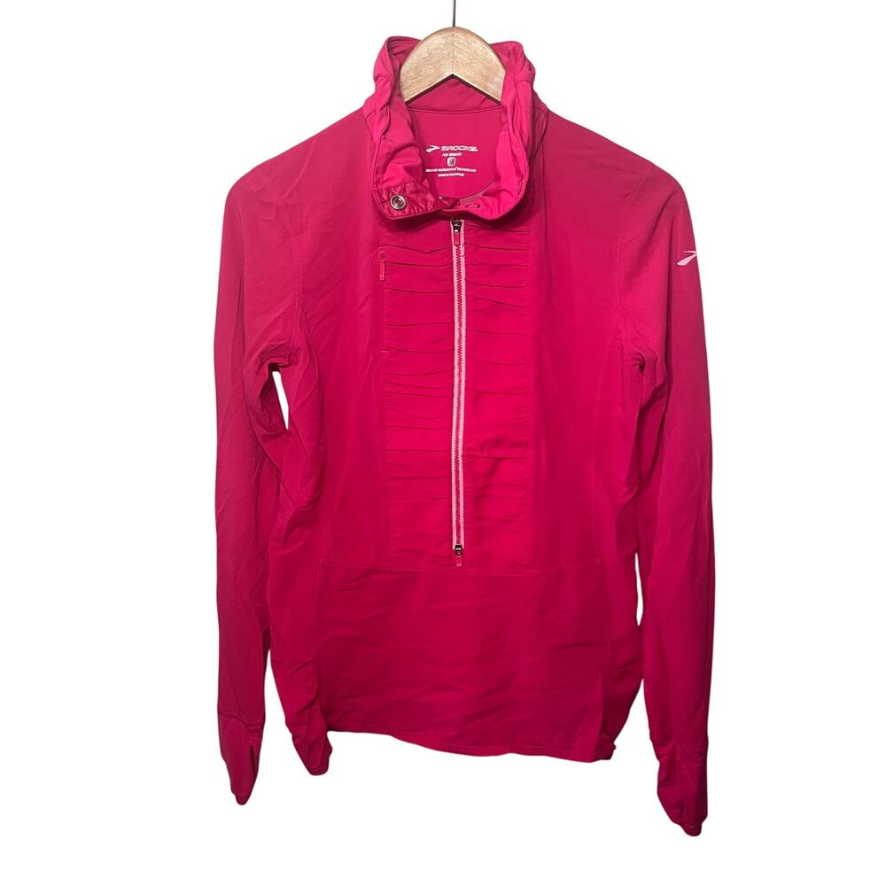 Brooks Jacket Running Fuchsia Pink Running Vertical Runner 3/4 Zip Nylon M